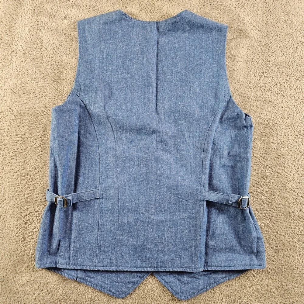 Spencer Creations Tucson Blue Denim Studded Western Vest Small Made in USA VTG